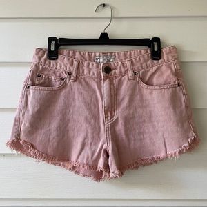 Free People cut off pink denim shorts size 28
